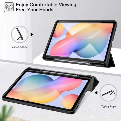 Black Samsung Galaxy Tab S6 Lite 10.4" Case with Pen Holder - Auto Wake/Sleep, Fits 2024/2022/2020 Models SM-P625/P620/P619/P615