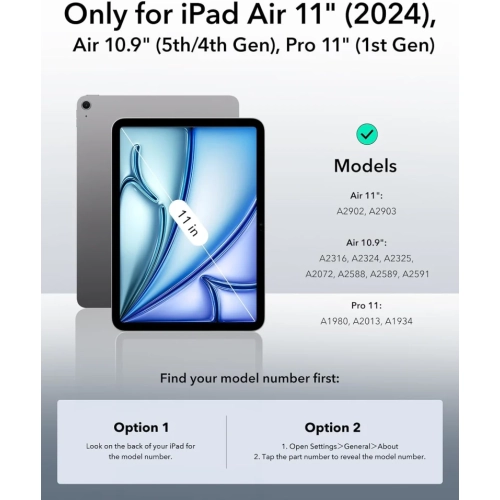 iPad Air 11 Inch Case M2 - Slim Trifold Stand, Magnetic Attachment, Supports Pencil Pro/USB-C - Fits 6th/5th/4th Gen, Black - Rebound Series