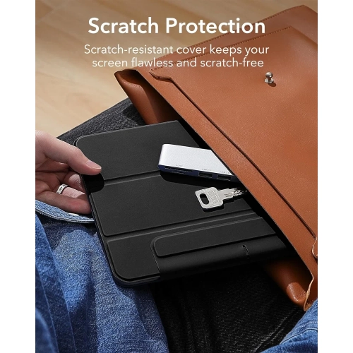 iPad Air 11 Inch Case M2 - Slim Trifold Stand, Magnetic Attachment, Supports Pencil Pro/USB-C - Fits 6th/5th/4th Gen, Black - Rebound Series