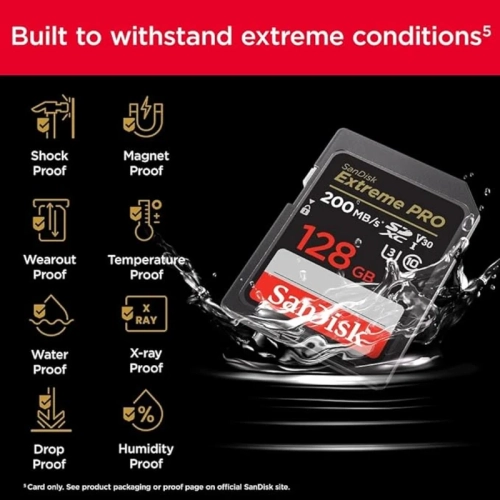 SanDisk 128GB Extreme PRO SDXC UHS-I Memory Card - Up to 170MB/s, C10, U3, V30, 4K UHD, Durable SD Card - SDSDXXD-128G-GN4IN