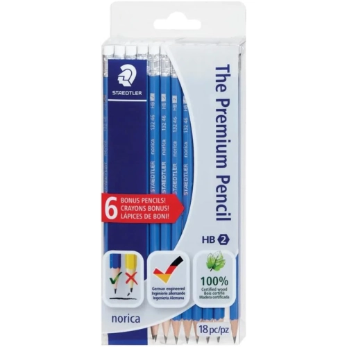 Staedtler Norica HB2 Premium Pencils - 18 Pack - Special Lead Quality
