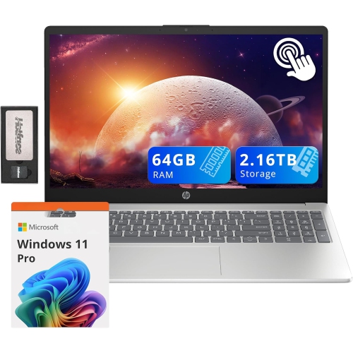 HP  15.6" HD Touchscreen Laptop, Intel I3-1215U, 2.16Tb Storage(2Tb SSD+160GB Docking Station Set), 64GB Ram, Intel Uhd Graphics, Num Pad, Webcam