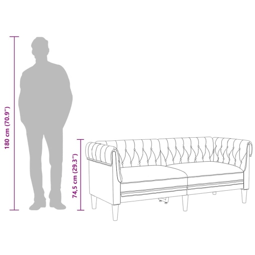 vidaXL Chesterfield Sofa 2-Seater Black Fabric