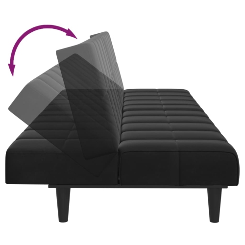 vidaXL 2-Seater Sofa Bed with Footstool Black Velvet
