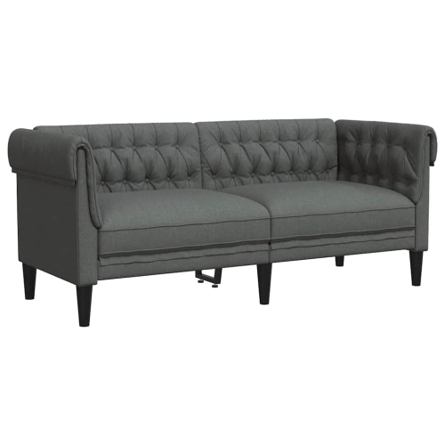 vidaXL Chesterfield Sofa 2-Seater Dark Grey Fabric