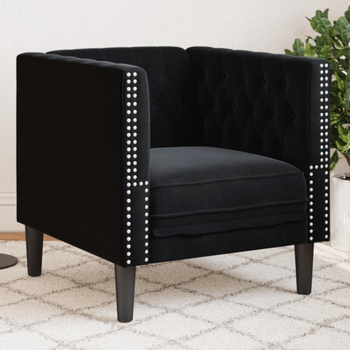 vidaXL Chesterfield Sofa Chair Black Velvet