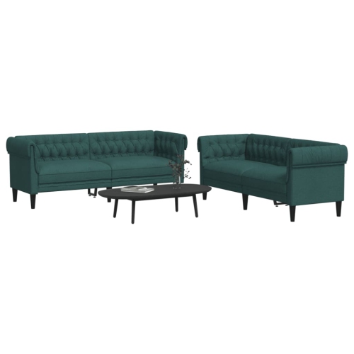 vidaXL 2 Piece Sofa Set Dark Green Fabric