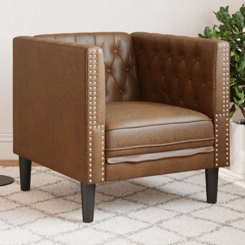 VIDAXL  Chesterfield Sofa Chair Brown Faux Suede Leather