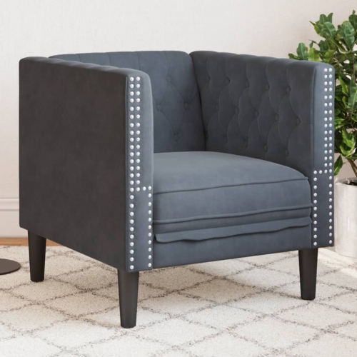 vidaXL Chesterfield Sofa Chair Dark Grey Velvet