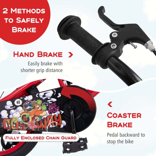 Vélo de 16 po pour enfants de Costway pour 4-7 avec guidon à hauteur réglable et frein à main à selle