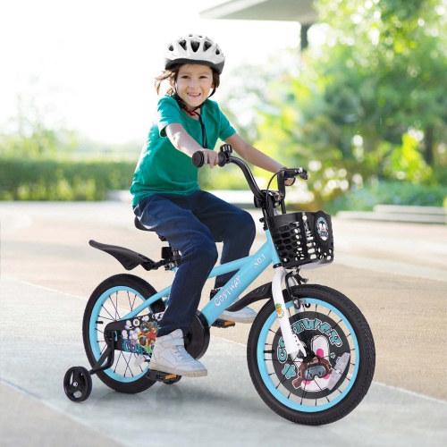 Vélo de 16 po pour enfants de Costway pour 4-7 avec guidon à hauteur réglable et frein à main à selle