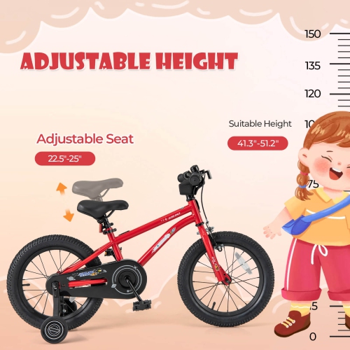 Costway 16-Inch Kid's Bike for 4-7 Years Old with Adjustable Saddle & Anti-slip Handlebar