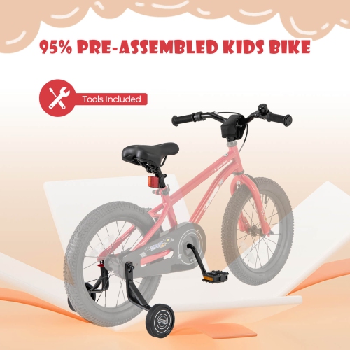 Costway 16-Inch Kid's Bike for 4-7 Years Old with Adjustable Saddle & Anti-slip Handlebar