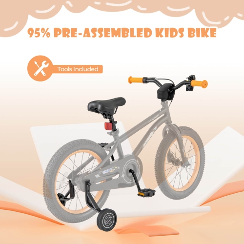 Costway 16-Inch Kid's Bike for 4-7 Years Old with Adjustable Saddle & Anti-slip Handlebar
