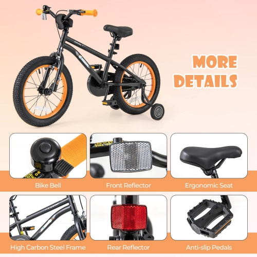 Costway 16-Inch Kid's Bike for 4-7 Years Old with Adjustable Saddle & Anti-slip Handlebar