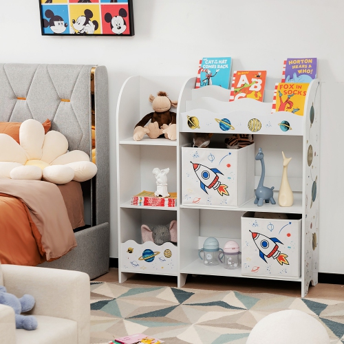 Meuble de rangement en bois pour jouets et livres pour enfants de Costway avec bacs de rangement