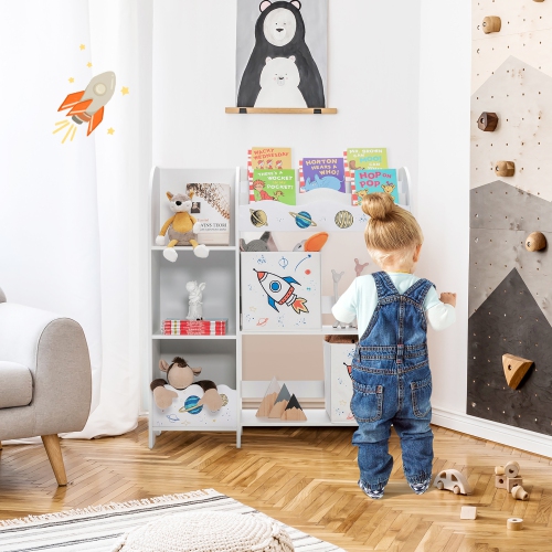 Meuble de rangement en bois pour jouets et livres pour enfants de Costway avec bacs de rangement