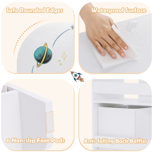 Meuble de rangement en bois pour jouets et livres pour enfants de Costway avec bacs de rangement