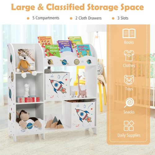 Meuble de rangement en bois pour jouets et livres pour enfants de Costway avec bacs de rangement