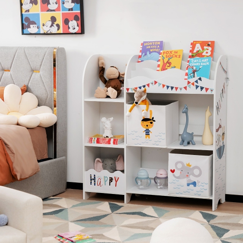 Meuble de rangement en bois pour jouets et livres pour enfants de Costway avec bacs de rangement