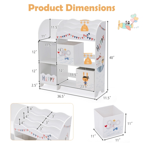 Meuble de rangement en bois pour jouets et livres pour enfants de Costway avec bacs de rangement