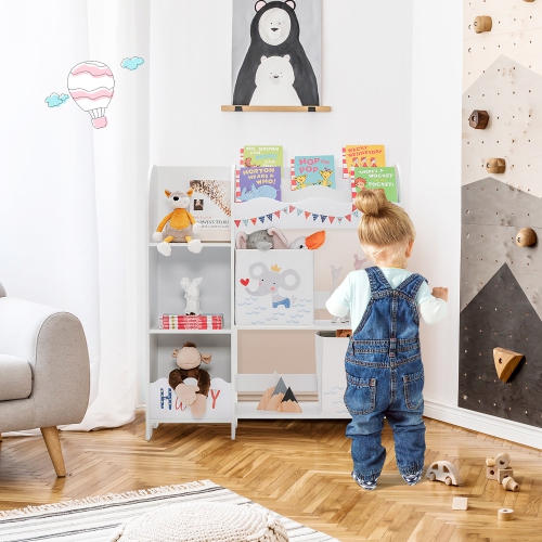 Meuble de rangement en bois pour jouets et livres pour enfants de Costway avec bacs de rangement