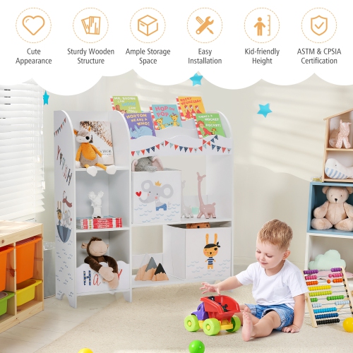 Meuble de rangement en bois pour jouets et livres pour enfants de Costway avec bacs de rangement