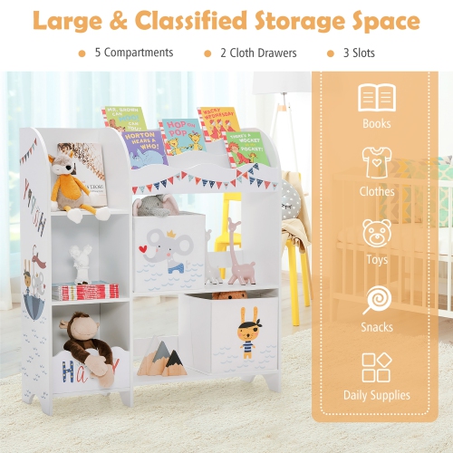 Meuble de rangement en bois pour jouets et livres pour enfants de Costway avec bacs de rangement