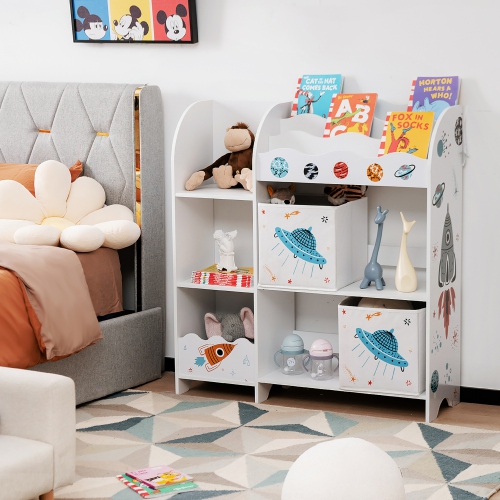 Meuble de rangement en bois pour jouets et livres pour enfants de Costway avec bacs de rangement