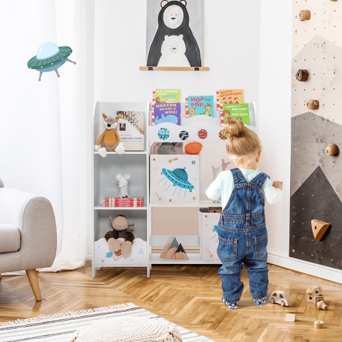Meuble de rangement en bois pour jouets et livres pour enfants de Costway avec bacs de rangement