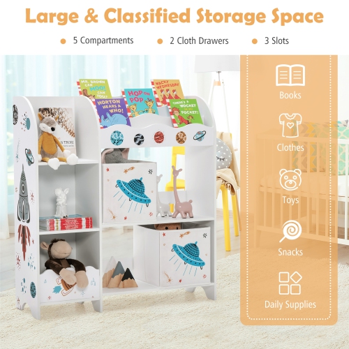 Meuble de rangement en bois pour jouets et livres pour enfants de Costway avec bacs de rangement