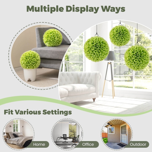 Balles en faux buis de 11 po de Costway avec feuilles en polyéthylène fiables et protectrices contre le soleil