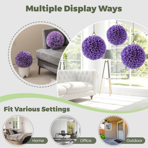 Costway 11" Faux Boxwood Balls with Reliable Sun-Protective PE Material Mimic Leaves