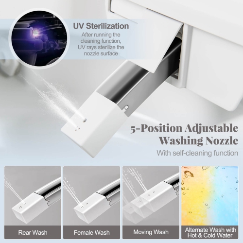 Costway Smart Toilet with Adjustable Heated Seat Dryer Night Light Auto Open/Close 1000 Gram MaP Flushing Score