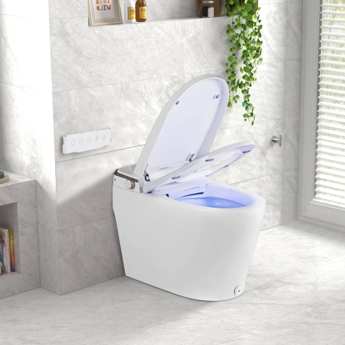 Costway Smart Toilet Elongated Bidet Toilet with Adjustable Heated Seat & Dryer Night Light 1000 Gram MaP Flushing Score