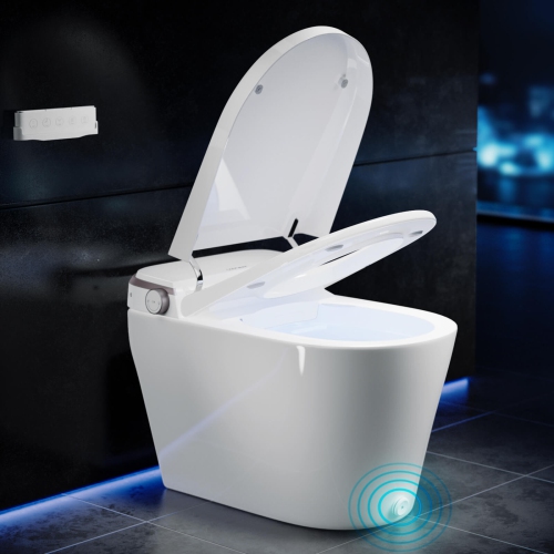 Costway Smart Toilet Elongated Bidet Toilet with Adjustable Heated Seat & Dryer Night Light 1000 Gram MaP Flushing Score