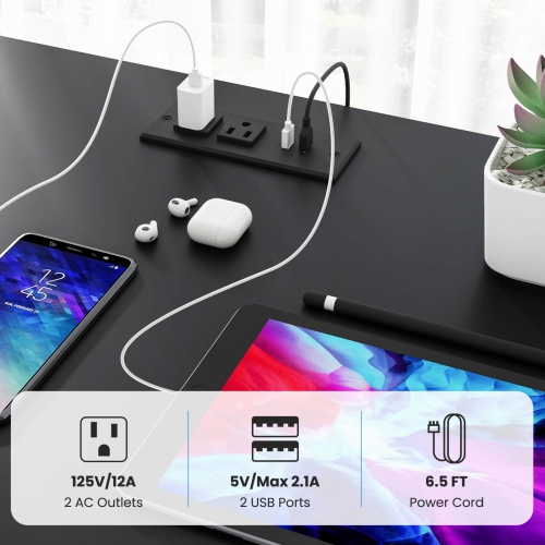 Costway 94.5" Long Office Desk 2-Person Reversible Computer Desk with LED Lights