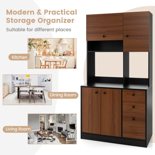 Armoire de rangement autonome pour buffet garde-manger de 71 po de Costway à 4 portes