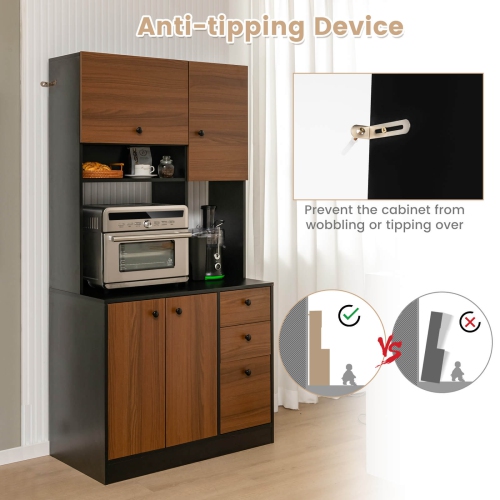 Armoire de rangement autonome pour buffet garde-manger de 71 po de Costway à 4 portes