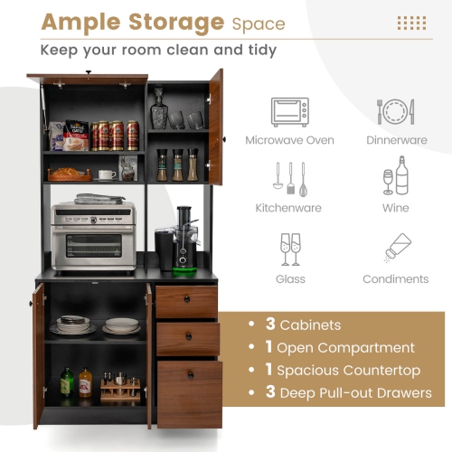 Armoire de rangement autonome pour buffet garde-manger de 71 po de Costway à 4 portes