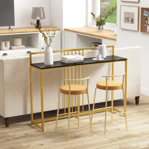 Table d'entrée de 47 po de Costway avec foyer à cadre en métal doré et faux marbre
