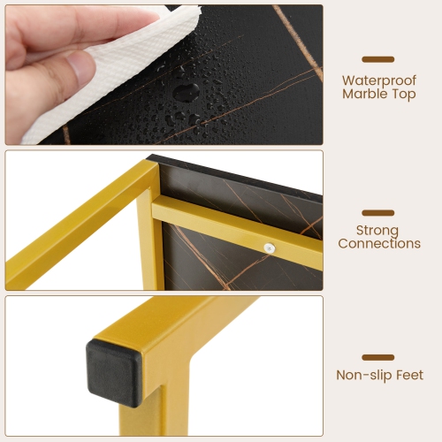 Table d'entrée de 47 po de Costway avec foyer à cadre en métal doré et faux marbre
