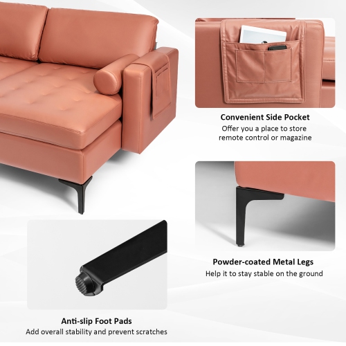 Costway Modular L-shaped Sectional Sofa w/ Reversible Chaise & 2 USB Ports