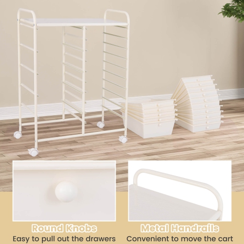 Costway 15 Drawer Rolling Storage Cart Tools Scrapbook Paper Office School Organizer