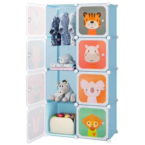 Armoire pour chambre d'enfant à 8 cubes avec armoire pour chambre de bébé de Costway garde-robe suspendu avec portes