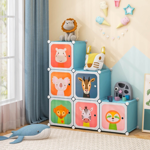 Armoire pour chambre d'enfant à 8 cubes avec armoire pour chambre de bébé de Costway garde-robe suspendu avec portes