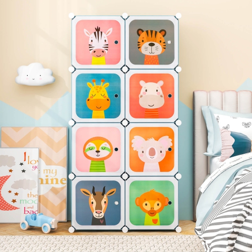 Armoire pour chambre d'enfant à 8 cubes avec armoire pour chambre de bébé de Costway garde-robe suspendu avec portes