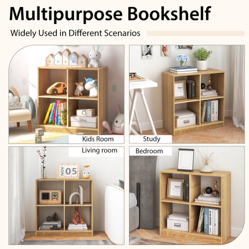 Meuble de rangement à 4 cubes avec bibliothèque ouverte en bois de Costway pour jouets