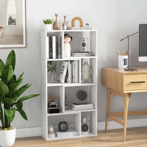 Costway 48" Geometric Bookshelf Open-back Bookcase with 8 Cubes 2 Anti-Toppling Devices