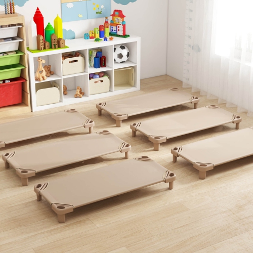Costway Pack of 6 Kids Stackable Naptime Cot 52" L x 23" W Daycare Rest Mat
